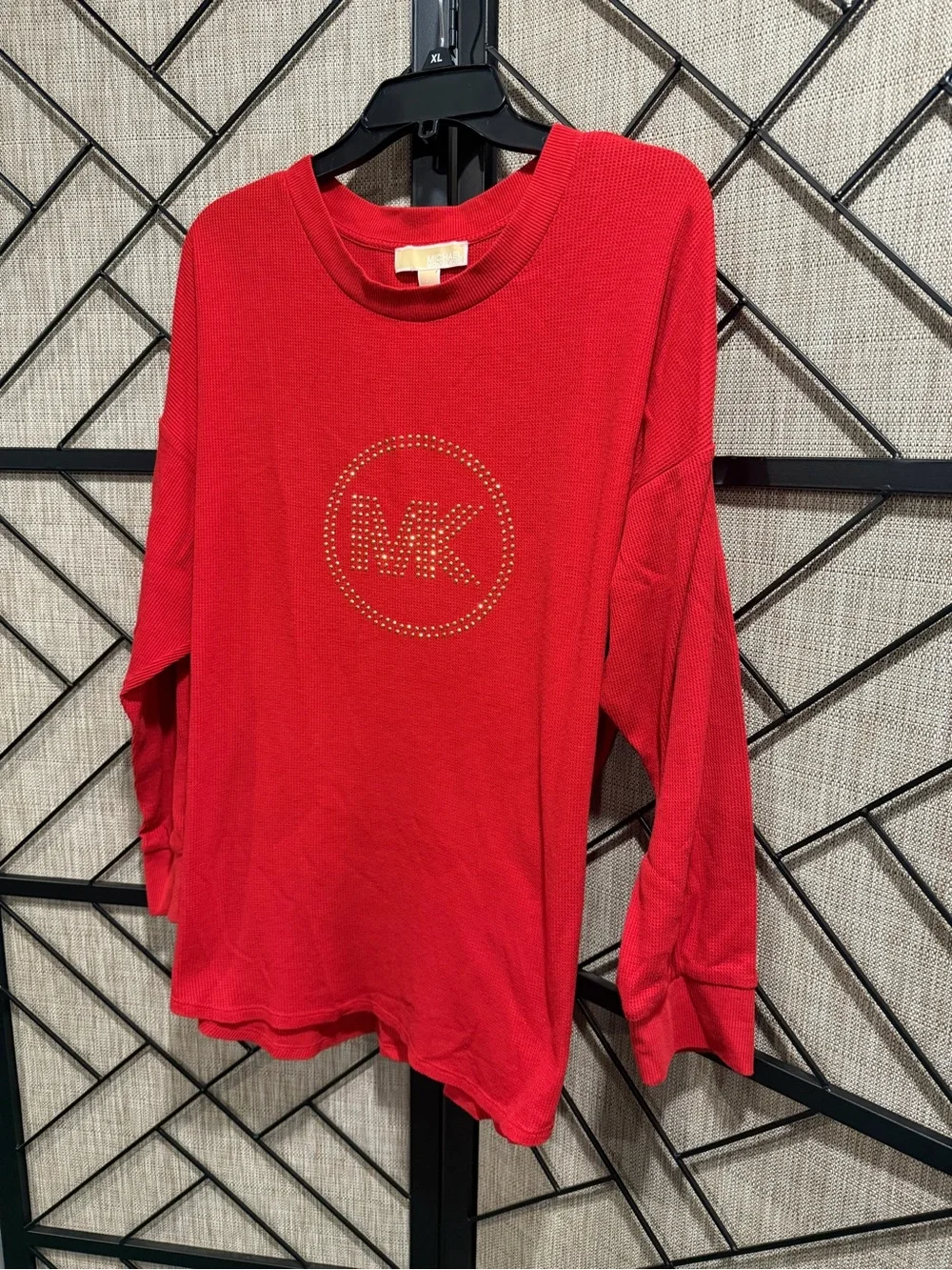 Michael Kors Red Long Sleeve Sweatshirt w/ Gold Logo - XXL